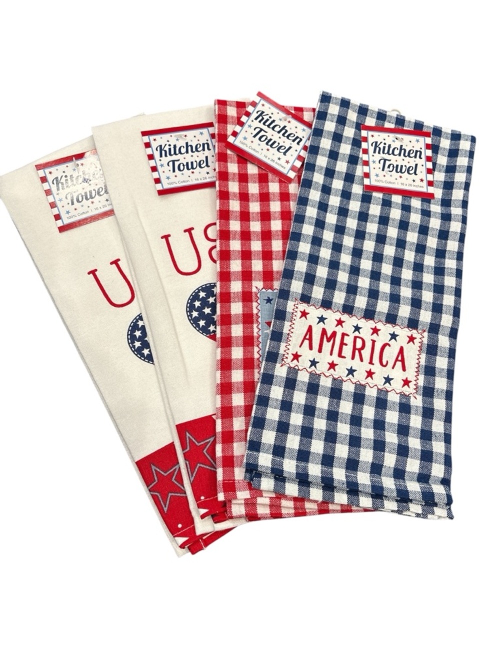Patriotic 'America' & USA Kitchen Towels - Red, White, Blue